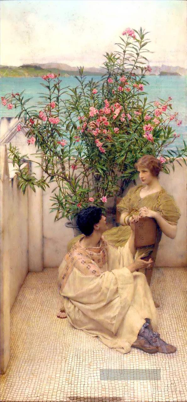 Liebeswerben romantischer Sir Lawrence Alma Tadema Ölgemälde